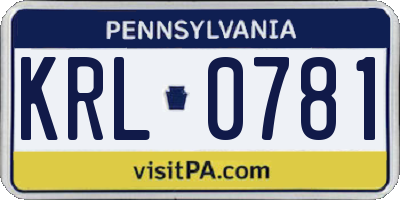 PA license plate KRL0781