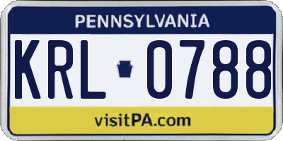 PA license plate KRL0788
