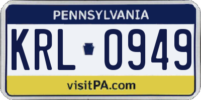 PA license plate KRL0949