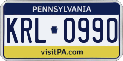 PA license plate KRL0990