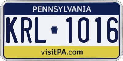 PA license plate KRL1016