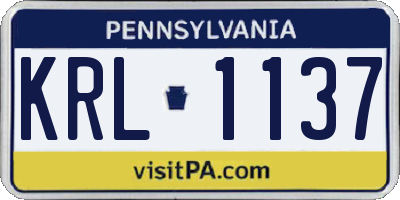 PA license plate KRL1137