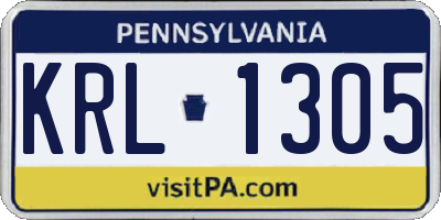 PA license plate KRL1305