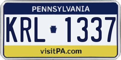 PA license plate KRL1337