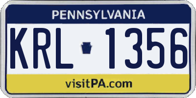 PA license plate KRL1356