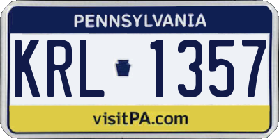 PA license plate KRL1357