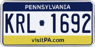 PA license plate KRL1692