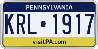 PA license plate KRL1917