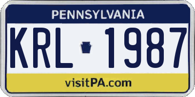PA license plate KRL1987