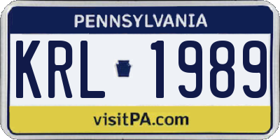 PA license plate KRL1989