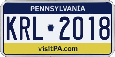 PA license plate KRL2018