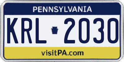 PA license plate KRL2030