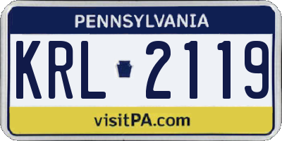 PA license plate KRL2119