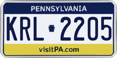 PA license plate KRL2205