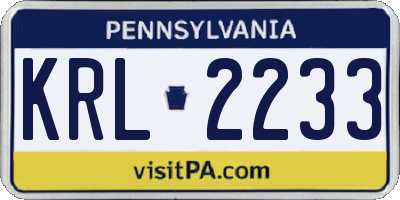 PA license plate KRL2233