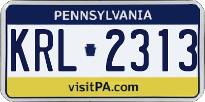 PA license plate KRL2313