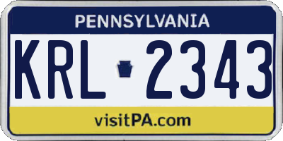 PA license plate KRL2343