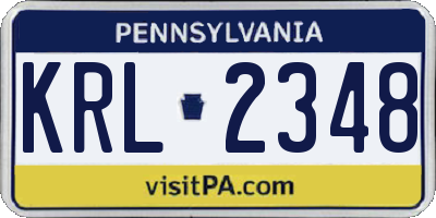 PA license plate KRL2348