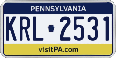PA license plate KRL2531