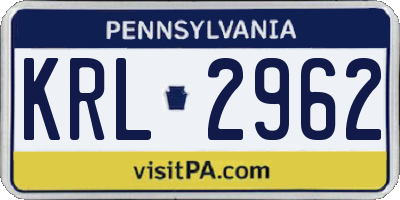 PA license plate KRL2962