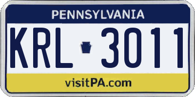 PA license plate KRL3011