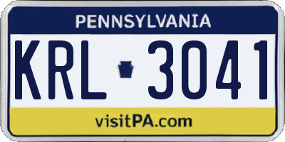 PA license plate KRL3041