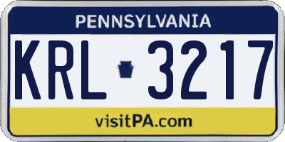 PA license plate KRL3217