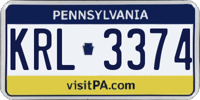 PA license plate KRL3374