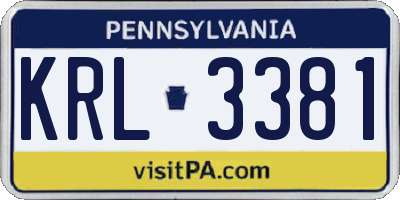 PA license plate KRL3381