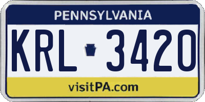 PA license plate KRL3420