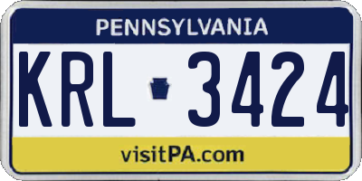 PA license plate KRL3424