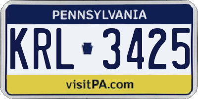 PA license plate KRL3425