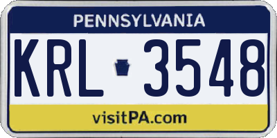 PA license plate KRL3548
