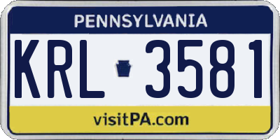 PA license plate KRL3581