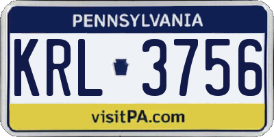 PA license plate KRL3756