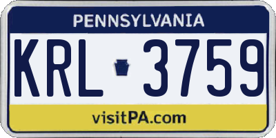 PA license plate KRL3759