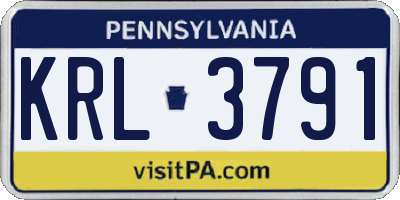 PA license plate KRL3791