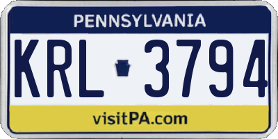 PA license plate KRL3794