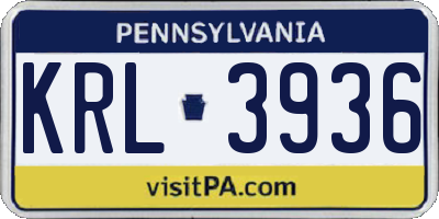 PA license plate KRL3936