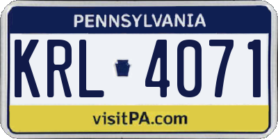 PA license plate KRL4071