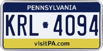 PA license plate KRL4094