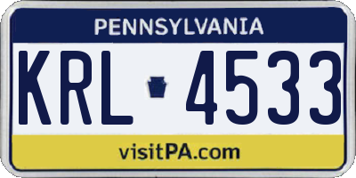 PA license plate KRL4533