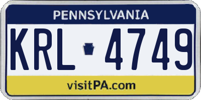 PA license plate KRL4749