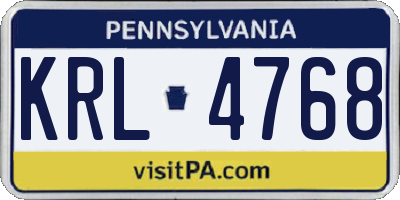 PA license plate KRL4768