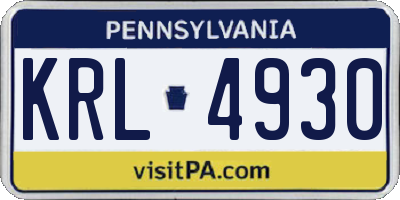 PA license plate KRL4930