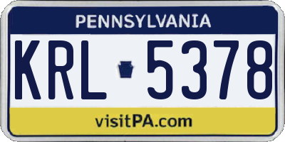 PA license plate KRL5378