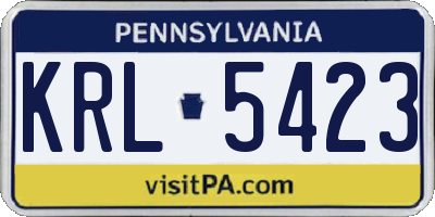 PA license plate KRL5423
