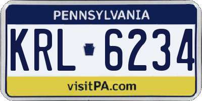 PA license plate KRL6234