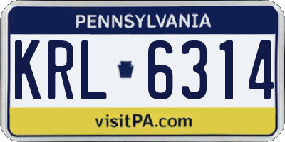 PA license plate KRL6314