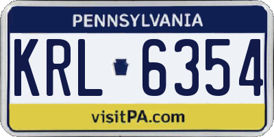 PA license plate KRL6354